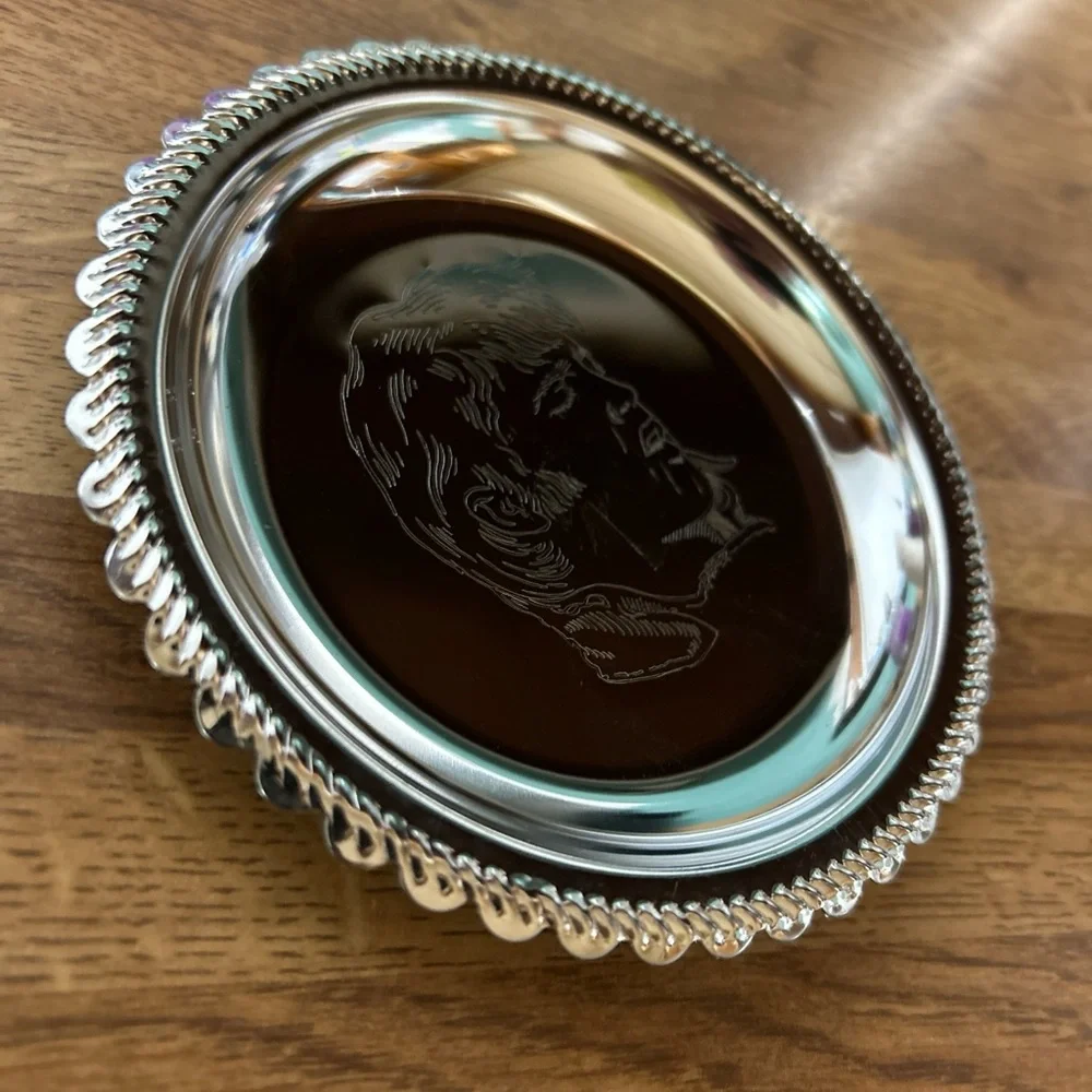 Vintage Chrome Plated Elvis Presley Collectible Drink‎ Coaster Made In Hong Kong
